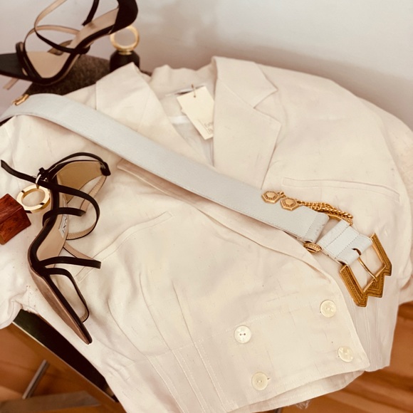 Vanilla Cropped Linen Oversized Jacket - Picture 5 of 15